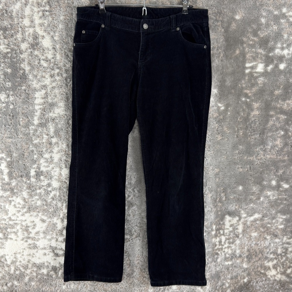 Woolrich Petite Sz 10P Corduroy Jean Pants Black Button Zip Straight Leg‎ Casual
